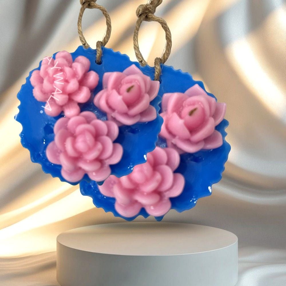 Handcrafted Succulent Pink Blue Soy Wax Sachet Set of 2